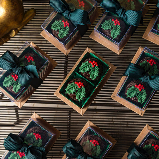 Caixa Lembrancinha Decorada com 2 Doces - Coleção de Natal