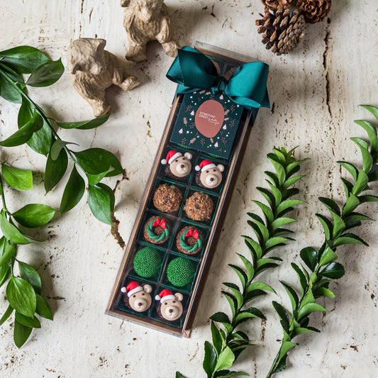 Caixa Presente Decorada com 16 Doces - Coleção de Natal