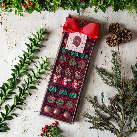 Caixa Presente Decorada com 30 Doces - Coleção de Natal