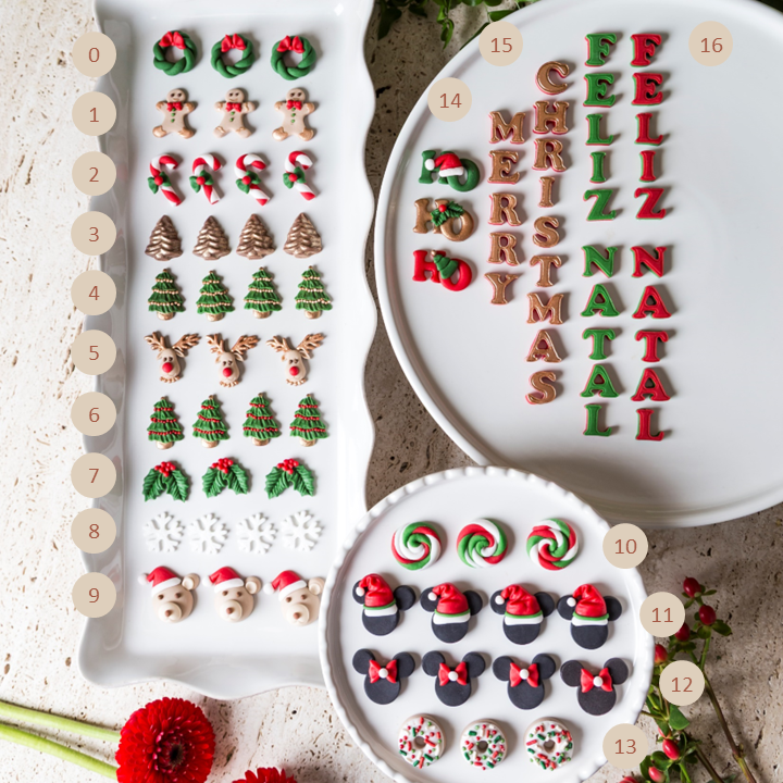 Caixa Presente Decorada com 24 Doces - Coleção de Natal